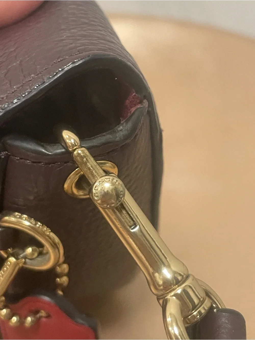 Coach C2176 Burgundy Daisy Applique Ellen Crossbody Bag Red & Pink Accent